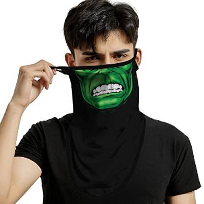 ShopINess Unisex Bandana Gesichtsmaske Schal Gesicht mit Ohrschlaufen Rave Sturmhaube Hals Gamaschen Staubtuch Waschbare Wind Motorrad Maske - Hulk von ShopINess