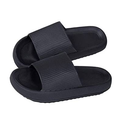 shownicer Herren Damen Badeschuhe Badeschlappen Slippers Sommer Streifen Hausschuhe Home Slippers rutschfeste Pantoletten Badelatschen Strand Sandale A Schwarz 36/37 EU von shownicer