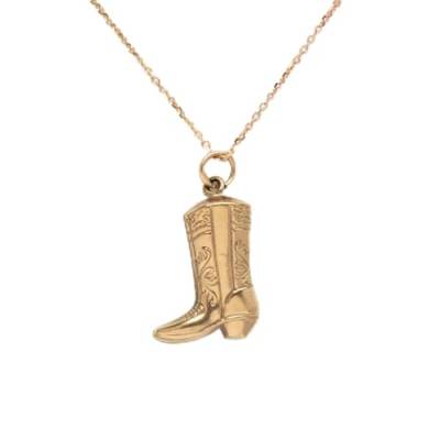 Halskette Ketten Schmuck Herren Frauen Anhänger Necklace Cowboystiefel Anhänger Halskette Für Frauen Mädchen Retro Schuhe Halskette Hip Hop Goldfarbe von SiVaji