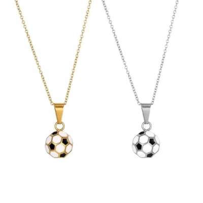 Halskette Ketten Schmuck Herren Frauen Anhänger Necklace Fußball Halskette Frauen Süß Und Romantisch Sport Anhänger Pullover Kette Party Goldfarbe von SiVaji