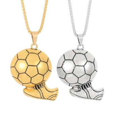 Halskette Ketten Schmuck Herren Frauen Anhänger Necklace Fußballschuhe Anhänger Männer Halskette Hip Hop Punk Accessoires Silber von SiVaji