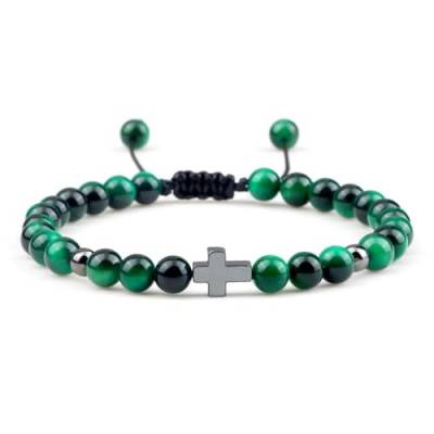 SiVaji Armband Armreif Schmuck Herren Frauen Bracelets Bracelet Jewellery Kreuz Verstellbares Armband Gewebter Armreif Paar Wunschgebet Religiöse Party Grün von SiVaji