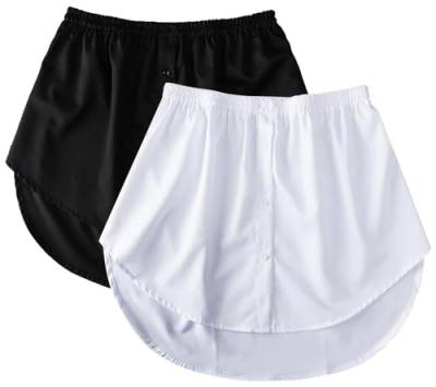 2 Stück Hemdverlängerung Damen Mini Unterrock Lower Skirt Sweep Hemd Verlängerung Röckchen mit Knöpfen Hemdverlängerung Layering Top Unterer von Siehin