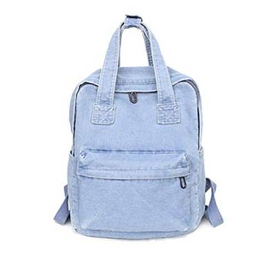 Damen Fashion Jean Rucksack Frauen Einfarbig Backpack Mädchen Schulrucksack Daypacks (Blau NO 1) von Siehin