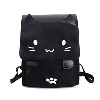 Schultertasche Rucksack Cartoon Katze Freizeit Der Rucksack Schul Reisetasche Farbe Schwarz von Siehin