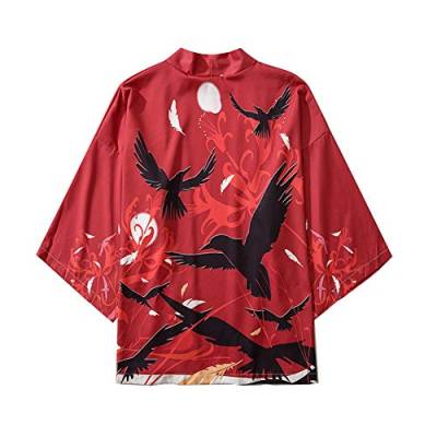 Siehin Herren Frühling-Sommer Cardigan Japan Harajuku Kimono Jacke Mantel Yukata Nachtwäsche Ukiyoe Baggy Tops (L (Tag 2XL)) von Siehin