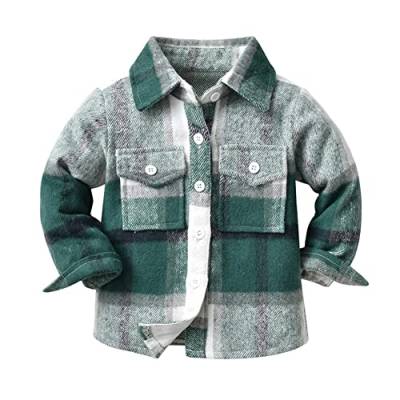 Siehin Kleinkind Baby Kariertes Flanellhemd Jungen Frühling-Herbst Freizeithemden Jacke Langarm Button-Down Hemden von Siehin
