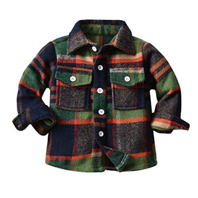Siehin Kleinkind Baby Kariertes Flanellhemd Jungen Frühling-Herbst Freizeithemden Jacke Langarm Button-Down Hemden von Siehin