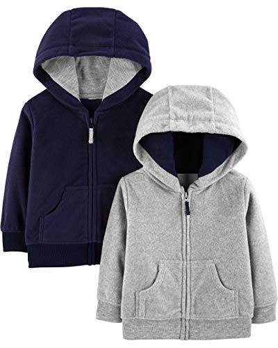 Simple Joys by Carter's Baby-Jungen 2-Pack Fleece Full Zip Fashion-Hoodies, Grau/Marineblau, 0-3 Monate (2er Pack) von Simple Joys by Carter's