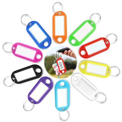 30 Schlüsselanhänger mit beschreibbaren Etiketten,Kunststoff-Schlüsselanhänger mit Schlaufen, 10 Arten Verschiedenfarbige Schlüsselschilder Schlüsselschilder zum Schlüssel Koffern Haustieren Markieren von Simsky
