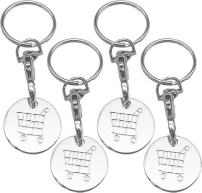 Simsky 4 Stück Einkaufswagen Schlüsselanhänger,Einkaufswagen Chip Schlüsselanhänger, Einkaufswagen-Token-Schlüsselanhänger,Geburtstags- und Erntedankgeschenke für Männer und Frauen von Simsky