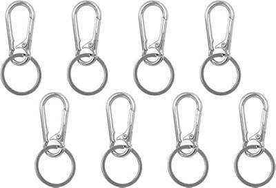Simsky Karabiner Schlüsselanhänger, 8 Packungen Metall-Schlüsselanhänger,Clip,Kettenclips, Hakenhalter, Organizer für Autoschlüssel Schlüsselanhängerr Unisex,silber von Simsky