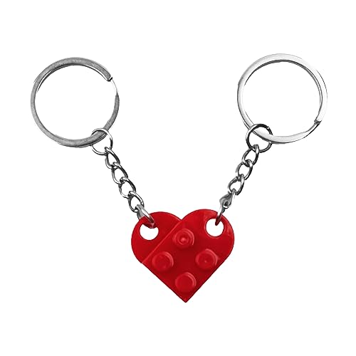 Simsky Schlüsselanhänger Herz, Partner schlüsselanhänger,Klein Schlüsselanhänger Herz Rot Ziegelstein Herz Schlüsselanhänger für Zwei Paare,Passende Herzdekorationen von Simsky