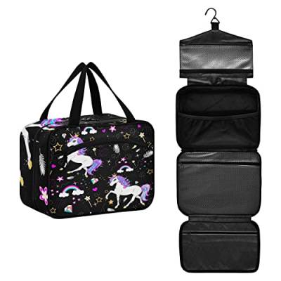 Kulturbeutel für Frauen, Reise-Make-up-Tasche, Organizer mit Haken zum Aufhängen, Kosmetiktaschen für Damen und Herren, Reisetasche für Toilettenartikel, Bürsten, volle Größe, Behälter, Shampoo, Mehrfarbig #25, L von Sinestour