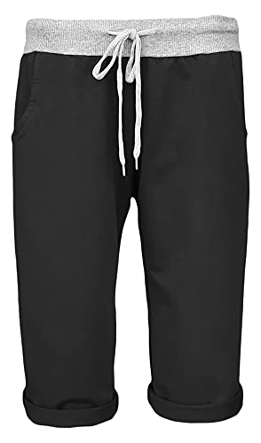 Sockenhimmel Damen Shorts leichte Bermuda Hose Sweatpants Kurze Sporthose Bequeme Sommerhose Jogpants Shorty sommerliche Capri Damenhose (38-40, Schwarz) von Sockenhimmel