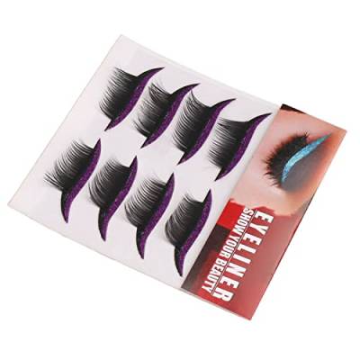 4 Paar Wiederverwendbares Eyeliner-Aufkleber-Set, Wasserdichter, Langlebiger Eyeliner-Aufkleber mit Wimpern, Wasserdichter, Glänzender Eye-Line-Streifen-Aufkleber für Halloween-Make-up (Lila) von Sonew