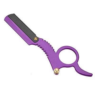 Sonew Barber Rasiermesser Herren, Retro Rasiermesser mit geradem Rand und Holzgriff Austauschbare Klingen Multifunktions Herrenstyling Set Bart Rasierset(Purple) von Sonew