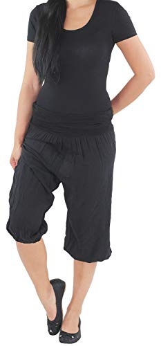 Sotala Damen Pumphose Strandhose Haremshose Hose Aladin Baggy Pluderhose Freizeithose Ballonhose Sommer Schwarz von Sotala