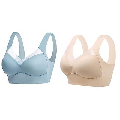 Wmbra Haltungskorrektur Bh Für Seniorinnen, Wmbra Bh Für Seniorinnen, Wmbra Bügelloser Bh, Wmbra Büstenhalter, Wmbra Lymph Pflege Turmalinfaser Bh Push up Bh Ohne Bügel Für Frauen (2 Colors C,2XL) von Sovtay