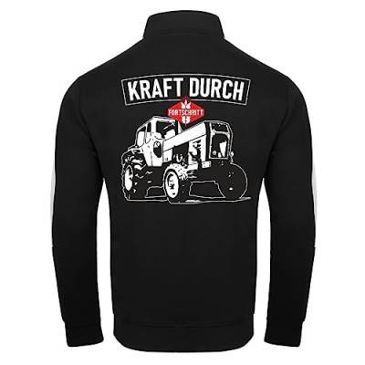 Spaß Kostet Herren Trainingsjacke mit Streifen DDR Traktor Motive Kraft durch Fortschritt (mit Rückendruck) Größe S - 3XL von Spaß Kostet