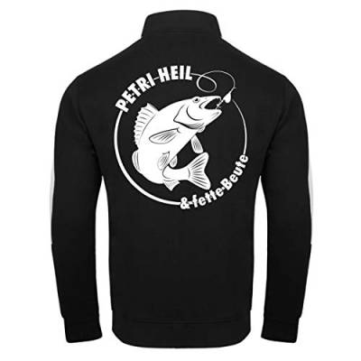 Spaß Kostet Männer und Herren Trainingsjacke mit Streifen Angler Petri Heil & Fette Beute Größe M - 3XL von Spaß Kostet