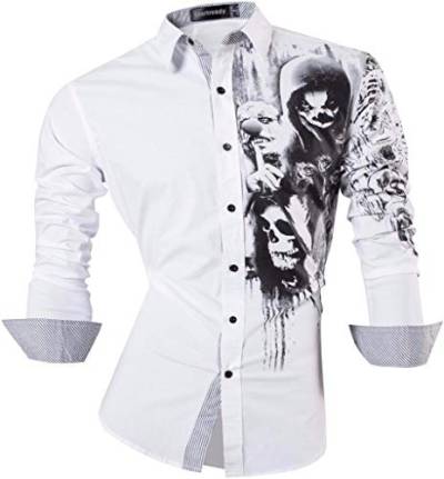 Sportrendy Herren Freizeit Hemden Slim Button Down Long Sleeves Dress Shirts Tops JZS047 White M von Sportrendy