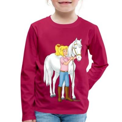 Spreadshirt Bibi Und Tina Bibi Mit Stute Sabrina Kinder Premium Langarmshirt, 122/128 (6 Jahre), Dunkles Pink von Spreadshirt