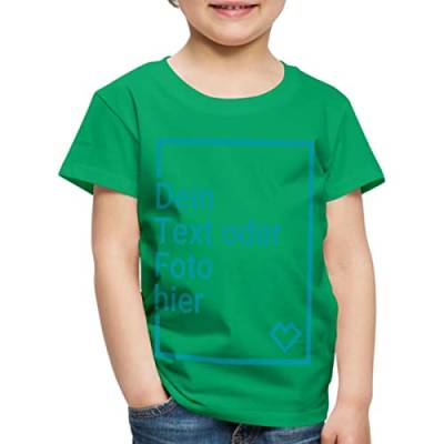 Spreadshirt Personalisierbares T-Shirt Selbst Gestalten mit Foto und Text Wunschmotiv Kinder Premium T-Shirt, 122/128 (6 Jahre), Kelly Green von Spreadshirt