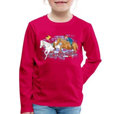 Spreadshirt Bibi Und Tina Pferde Überflieger Springreiten Kinder Premium Langarmshirt, 110/116 (4 Jahre), Dunkles Pink von Spreadshirt