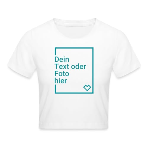 Spreadshirt Crop Top Selbst Gestalten Mit Foto Und Text | Bauchfreies Top Personalisiert Crop T-Shirt, L, weiß von Spreadshirt