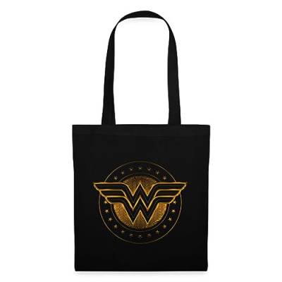 Spreadshirt DC Comics Wonder Woman Logo Mit Sternchen Stoffbeutel, One size, Schwarz von Spreadshirt