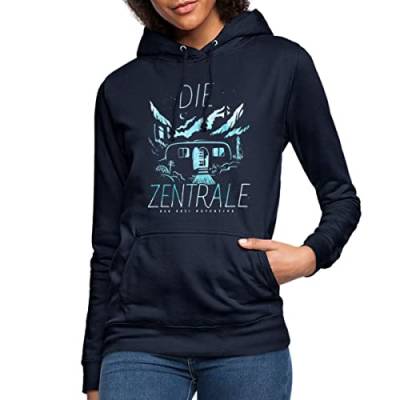 Spreadshirt Die DREI Fragezeichen Die Zentrale Wohnwagen Frauen Hoodie, XXL, Navy von Spreadshirt