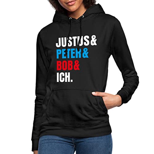 Spreadshirt Die DREI Fragezeichen Justus & Peter & Bob & Ich Frauen Hoodie, L, Schwarz von Spreadshirt