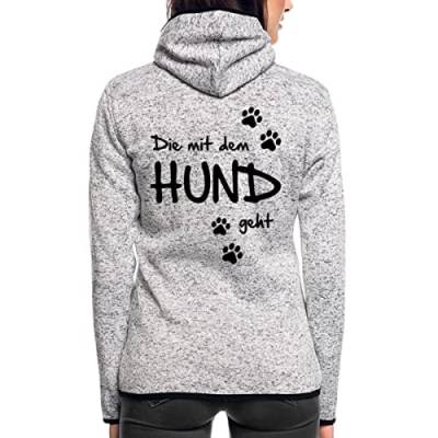 Spreadshirt Die Mit Dem Hund Geht Hundemama Gassi Hundebesitzerin Spruch Frauen Kapuzen-Fleecejacke, M, Hellgrau meliert von Spreadshirt