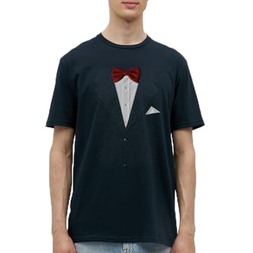 Spreadshirt Falscher Anzug Mit Fliege Scherz Männer T-Shirt, 3XL, Navy von Spreadshirt