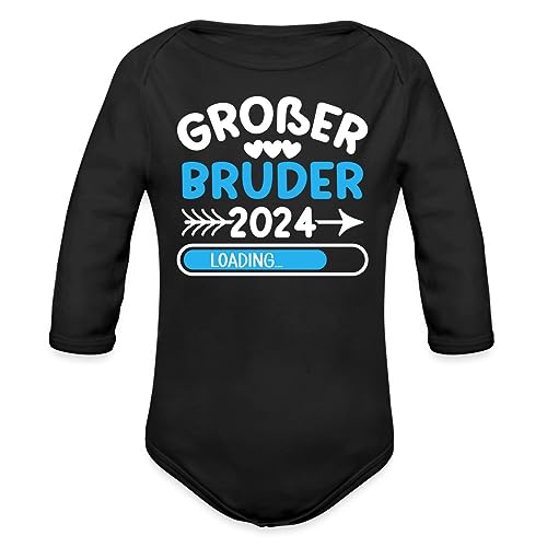 Spreadshirt Großer Bruder 2024 Loading Geschenkidee Baby Bio-Langarm-Body, 80 (9-12 M.), Schwarz von Spreadshirt