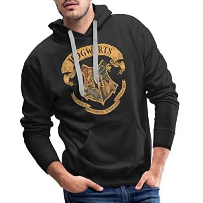 Spreadshirt Harry Potter Hogwarts Wappen Männer Premium Hoodie, 4XL, Schwarz von Spreadshirt