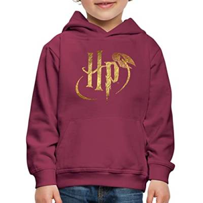 Spreadshirt Harry Potter Logo HP Kinder Premium Hoodie, 152/164 (12-14 Jahre), Bordeaux von Spreadshirt