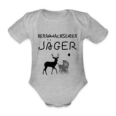 Spreadshirt Heranwachsender Jäger Nachwuchs Baby Bio-Kurzarm-Body, 68 (3-6 M.), Grau meliert von Spreadshirt