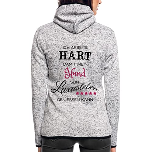 Spreadshirt Ich Arbeite Hart Hund Luxusleben Frauen Kapuzen-Fleecejacke, XL, Hellgrau meliert von Spreadshirt