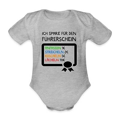 Spreadshirt Ich Spare für Den Führerschein Baby Bio-Kurzarm-Body, 68 (3-6 M.), Grau meliert von Spreadshirt