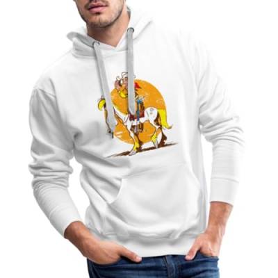 Spreadshirt Lucky Luke Jolly Jumper im Sonnenuntergang Männer Premium Hoodie, L, weiß von Spreadshirt