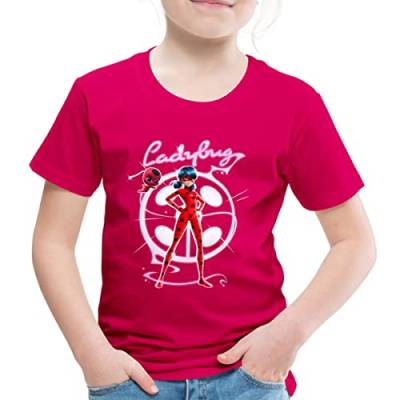 Spreadshirt Miraculous Ladybug Mit Tikki Kinder Premium T-Shirt, 122/128 (6 Jahre), Dunkles Pink von Spreadshirt