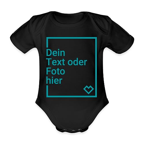 Spreadshirt Personalisierbare Babygeschenke Selbst Gestalten mit Foto und Text Wunschmotiv Baby Bio-Kurzarm-Body, 68 (3-6 M.), Schwarz von Spreadshirt