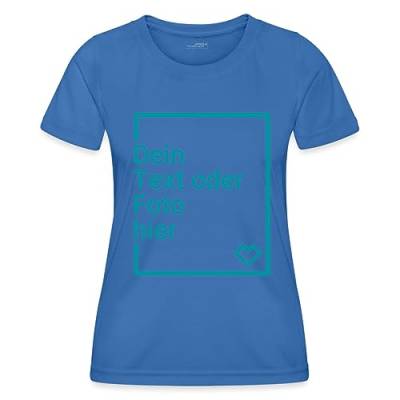 Spreadshirt Personalisierbares Sportshirt Selbst Gestalten mit Foto und Text Wunschmotiv Frauen Funktions-T-Shirt, M, Königsblau von Spreadshirt