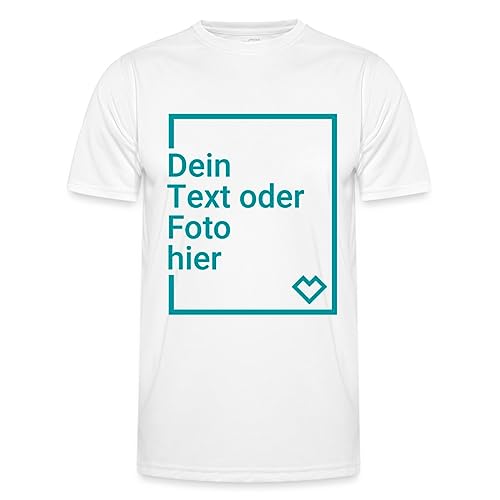 Spreadshirt Personalisierbares Sportshirt Selbst Gestalten mit Foto und Text Wunschmotiv Männer Funktions-T-Shirt, L, weiß von Spreadshirt