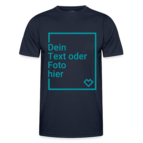 Spreadshirt Personalisierbares Sportshirt Selbst Gestalten mit Foto und Text Wunschmotiv Männer Funktions-T-Shirt, L, Navy von Spreadshirt