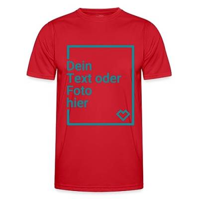 Spreadshirt Personalisierbares Sportshirt Selbst Gestalten mit Foto und Text Wunschmotiv Männer Funktions-T-Shirt, XL, Rot von Spreadshirt
