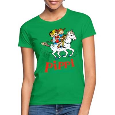 Spreadshirt Pippi Langstrumpf Ausritt Mit Annika Und Tommy Frauen T-Shirt, XL, Kelly Green von Spreadshirt