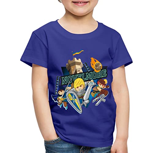 Spreadshirt Playmobil Novelmore Gwynn, Arwynn, Dario Da Vanci Kinder Premium T-Shirt, 110/116 (4 Jahre), Königsblau von Spreadshirt